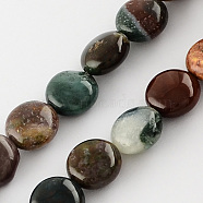 Natural Indian Agate Stone Beads Strands, Flat Round, 14x6mm, Hole: 1mm, about 28pcs/strand, 15.3 inch(G-S110-14mm-01)