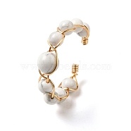 Adjustable Natural Howlite with Brass Rings, Adjustable(G-B075-01G-06)