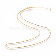 Long-Lasting Plated Brass Box Chain Necklaces, with Lobster Claw Clasp, Nickel Free, Real 18K Gold Plated, 18.3 inch (46.5cm), 1mm(X-NJEW-K112-03G-NF)