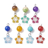 7Pcs 7 Style Dyed Synthetic & Natural Mixed Gemstone Pendant, with TOHO Seed Beads, Star Charms, Mixed Color, 27x12x8.5mm, Hole: 1.8mm, 1Pc/style(PALLOY-MZ00178)