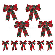 10Pcs 2 Style Christmas Theme Tartan Pattern Polyester Bowknot, with Twist Tie, Display Decorations, Dark Red, 150~300x170~260x17~21mm(AJEW-CA0002-64)