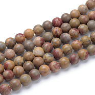 Natural Red Rainbow Jasper Round Beads Strands, 8~8.5mm, Hole: 1mm, about 47pcs/strand, 15.5 inch(G-T055-8mm-11)
