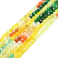 Natural Agate Beads Strands, Faceted, Round, Dyed, Yellow, 4mm, Hole: 0.8mm, about 85pcs/strand, 15.16''~15.55''(38.5~39.5cm)(G-P457-A03-07A)