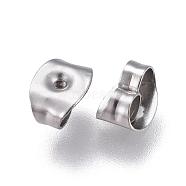 304 Stainless Steel Ear Nuts, Butterfly Earring Backs for Post Earrings, Stainless Steel Color, 6x4x3mm, Hole: 0.7mm(A-STAS-N090-JA716-2)