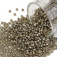TOHO Round Seed Beads, Japanese Seed Beads, (993) Gilt Lined Black Diamond, 11/0, 2.2mm, Hole: 0.8mm, about 5555pcs/50g(SEED-XTR11-0993)
