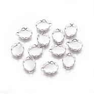 316 Surgical Stainless Steel Lace Edge Bezel Cups, Cabochon Settings, Oval, Stainless Steel Color, Tray: 10x8mm, 11.5x8.5x2.5mm, hole: 1.5x1mm(STAS-I118-10P)