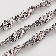 304 Stainless Steel Singapore Chains, Water Wave Chains, Soldered, Stainless Steel Color, 2.5mm(CHS-K001-13)