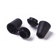 Plastic Detachable Bell Stopper Cord Ends, with Locking Lid Cap, for Backpack Drawstrings Accessories, Black, 18x12mm, Hole: 4.5mm(KY-G010-09)