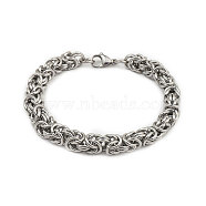 Non-Tarnish 201 Stainless Steel Byzantine Chain Bracelets for Men, Stainless Steel Color, 8-7/8 inch(22.6cm), Wide: 8mm(BJEW-R313-03P)