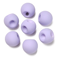 Rubberized Acrylic Beads, Round, Top Drilled, Lilac, 18x18x18mm, Hole: 3mm(OACR-G012-05K)