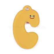 Acrylic Pendants, Letter with Smiley Face , Letter C, 29~38x21.5~34.5x2.3mm, Hole: 3mm(MACR-R002-01C)