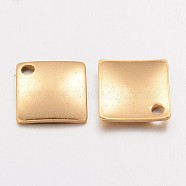 Ion Plating(IP) 304 Stainless Steel Charms, Stamping Blank Tag Pendant, Rhombus, Golden, 13.5x13.5x1.5mm, Hole: 1mm(STAS-K112-05G)