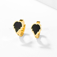 Stainless Steel Huggie Hoop Earrings, Acrylic Earring for Women, Leaf, 14x8mm(AV5045-4)