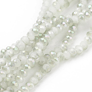1 Strand Electroplate Imitation Jade Glass Beads Strands, Half Rainbow Plated, Faceted, Rondelle, Beige, 2.5x2mm, Hole: 1mm, about 160~165pcs/strand, 15.35 inch~15.75 inch(39~40cm)(X-EGLA-J025-H02)