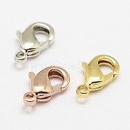 Brass Lobster Claw Clasps, Cadmium Free & Nickel Free & Lead Free, Mixed Color, 10x6x2.5mm, Hole: 1.2mm(X-KK-P058-01-NR)