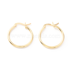 925 Sterling Silver Hoop Earrings, Chunky Small Huggie Hoop Earrings for Women, Golden, 24x23x2mm, Pin: 0.6x1.2mm(STER-P047-13C-G)