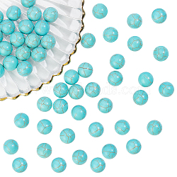 50Pcs Synthetic Turquoise Beads, No Hole/Undrilled, Round, 12mm(G-AR0004-59)
