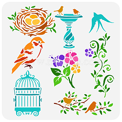 PET Hollow Out Drawing Painting Stencils, for DIY Scrapbook, Photo Album, Bird Pattern, 30x30cm(DIY-WH0391-0248)