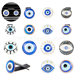 14Pcs Evil Eye Glass Car Air Vent Clips, Cute Automotive Interior Trim, with Magnetic Ferromanganese Iron & Plastic Clip, Mixed Color, 31~35mm(AJEW-OC0003-31)