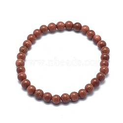 Synthetic Goldstone Bead Stretch Bracelets, Round, Inner Diameter: 2 inch~2-1/8 inch(5.2~5.5cm), Bead: 10mm(BJEW-K212-C-002)