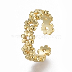 Adjustable Brass Toe Rings, Open Cuff Rings, Open Rings, Flower, Golden, Size 4, Inner Diameter: 14.5mm(RJEW-EE0002-12G)