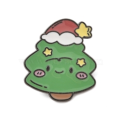 Christmas Theme Zinc Alloy Enamel Pin Brooch for Backpack Clothes, Christmas Tree, 27.5x24mm(JEWB-R003-02EB-04)