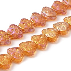 Transparent Electroplate Glass Beads Strands, Rainbow Plated, Skull Head, Dark Orange, 13x10x6mm, Hole: 1mm, about 65pcs/strand, 25.59''(65cm)(EGLA-F158-HR01-A)