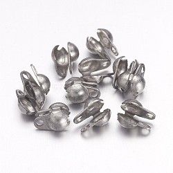 304 Stainless Steel Bead Tips Knot Covers, Stainless Steel Color, 6x4x3.5mm, Inner Diameter: 3mm(STAS-G113-75P)