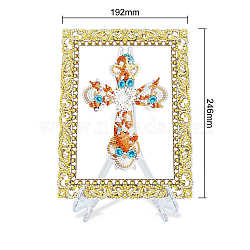 DIY Acrylic Picture Frame Diamond Painting Kits, Cross, 246x192mm(PW-WG86688-02)