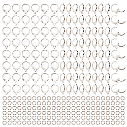 120Pcs 304 Stainless Steel Leverback Earring Findings, with Horizontal Loops and 150Pcs Open Jump Rings, Stainless Steel Color, 14.5x12x2mm, Hole: 1.2mm(STAS-NB0001-56)