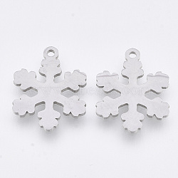 201 Stainless Steel Pendants, Laser Cut Pendants, Snowflake, Stainless Steel Color, 17x13.5x1mm, Hole: 1.2mm(STAS-T044-120P)