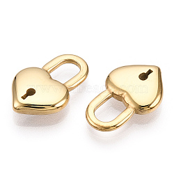 Valentine's Day 304 Stainless Steel Pendants, Manual Polishing, Heart Padlock Charms, Real 14K Gold Plated, 19x12x3.5mm, Hole: 5x6.5mm(STAS-T064-20G)