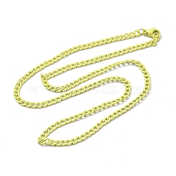 Spray Painted 201 Stainless Steel Curb Chain Necklaces, with Lobster Claw Clasp, Yellow, 17-3/4 inch(45.3cm)(NJEW-R258-01C)