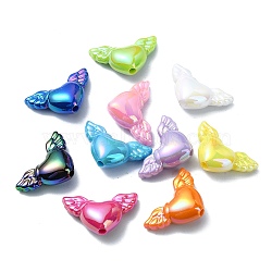 Opaque Acrylic Beads, AB Color, Heart with Wing, Mixed Color, 18x29.5x10mm, Hole: 2.7mm(X-OACR-E033-08)