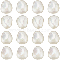 30Pcs Spray Painted ABS Plastic Beads, Imitation Pearl, Oval, Dyed, AB Color Plated, White, 16x13.5x10mm, Hole: 2mm(KY-SC0002-09A)