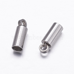 304 Stainless Steel Cord Ends, End Caps, Stainless Steel Color, 8.5x3mm, Hole: 1.5mm, Inner Diameter: 2.5mm(X-STAS-P161-05-2.5mm)