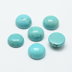 Natural Howlite Cabochons, Dyed & Heated, Half Round/Dome, Turquoise, 12x6mm(X-TURQ-G147-01)