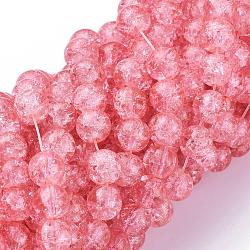 1Strand Salmon Transparent Crackle Glass Round Beads Strands, 6mm, Hole: 1.3~1.6mm, about 133pcs/strand, 31.4 inch(X-CCG-Q001-6mm-03)