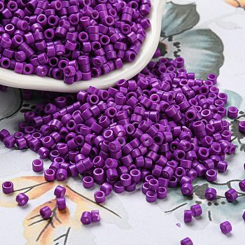 Baking Paint Glass Seed Beads, Cylinder, Dark Orchid, 2.5x2mm, Hole: 1.4mm, about 45359pcs/pound