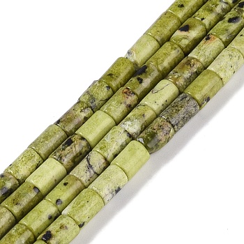 Natural Yellow Turquoise(Jasper) Beads Strands, Column, 7.5~8.5x5~6mm, Hole: 1mm, about 45~46pcs/strand, 14.69~15.04 inch(37.3~38.2cm)