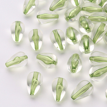 Transparent Acrylic Beads, Teardrop, Yellow Green, 14.5x9.5mm, Hole: 1.6mm, about 600pcs/500g