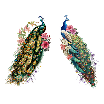 2 Sheets PVC Wall Stickers, Wall Decoration, Peacock, 900x390mm