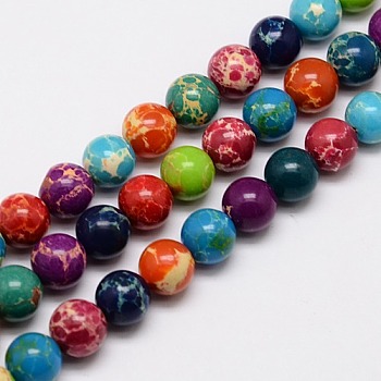 Synthetic Imperial Jasper Beads, Dyed, Round, Mixed Color, 4mm, Hole: 1mm, about 95pcs/strand, 15.7 inch