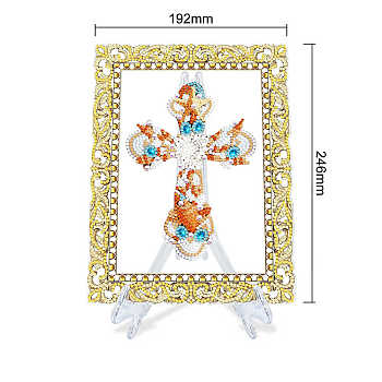 DIY Acrylic Picture Frame Diamond Painting Kits, Cross, 246x192mm