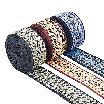 3Pcs 3 Colors Ethnic Style Embroidery Polyester Ribbons, Jacquard Ribbon, Tyrolean Ribbon, Garment Accessories, Arrow Pattern, Mixed Color, 1-1/2 inch(38mm), 1pc/color