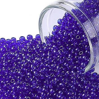 TOHO Round Seed Beads, Japanese Seed Beads, (8) Transparent Cobalt, 11/0, 2.2mm, Hole: 0.8mm, about 1110pcs/bottle, 10g/bottle
