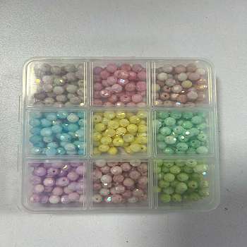 360Pcs 9 Colors Electroplate Glass Beads Strands, Imitation Gemstone, Round, AB Color Plated, Faceted(32 Faceted), Mixed Color, 5.8~6.1x5.8mm, Hole: 1mm, 40pcs/color