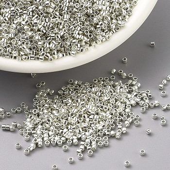 MIYUKI Delica Beads, Cylinder, Japanese Seed Beads, 11/0, Metallic Colours, (DB0035) Galvanized Silver, 1.3x1.6mm, Hole: 0.8mm,  about 100000pcs/500g