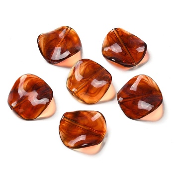 Transparent Acrylic Beads, Square, Coconut Brown, 24x24x7mm, Hole: 1.8mm, about: 255pcs/500g