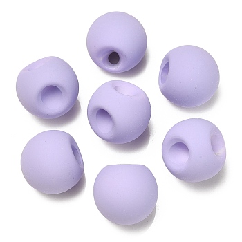 Rubberized Acrylic Beads, Round, Top Drilled, Lilac, 18x18x18mm, Hole: 3mm